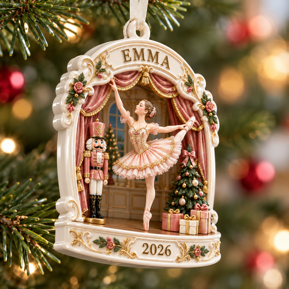 Ballerina Stage Scene Christmas Holiday Keepsake - 3D Relief Ornament