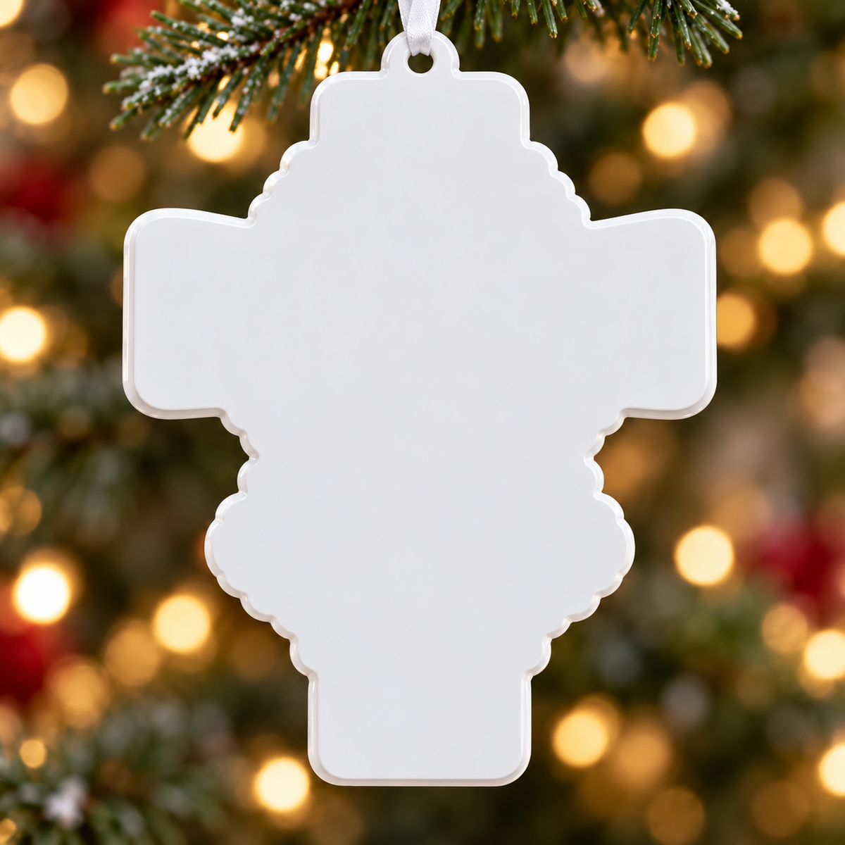 Nativity Scene American Flag Cross Faith and Family Holiday Tree Hanging Decor - 3D Relief Ornament