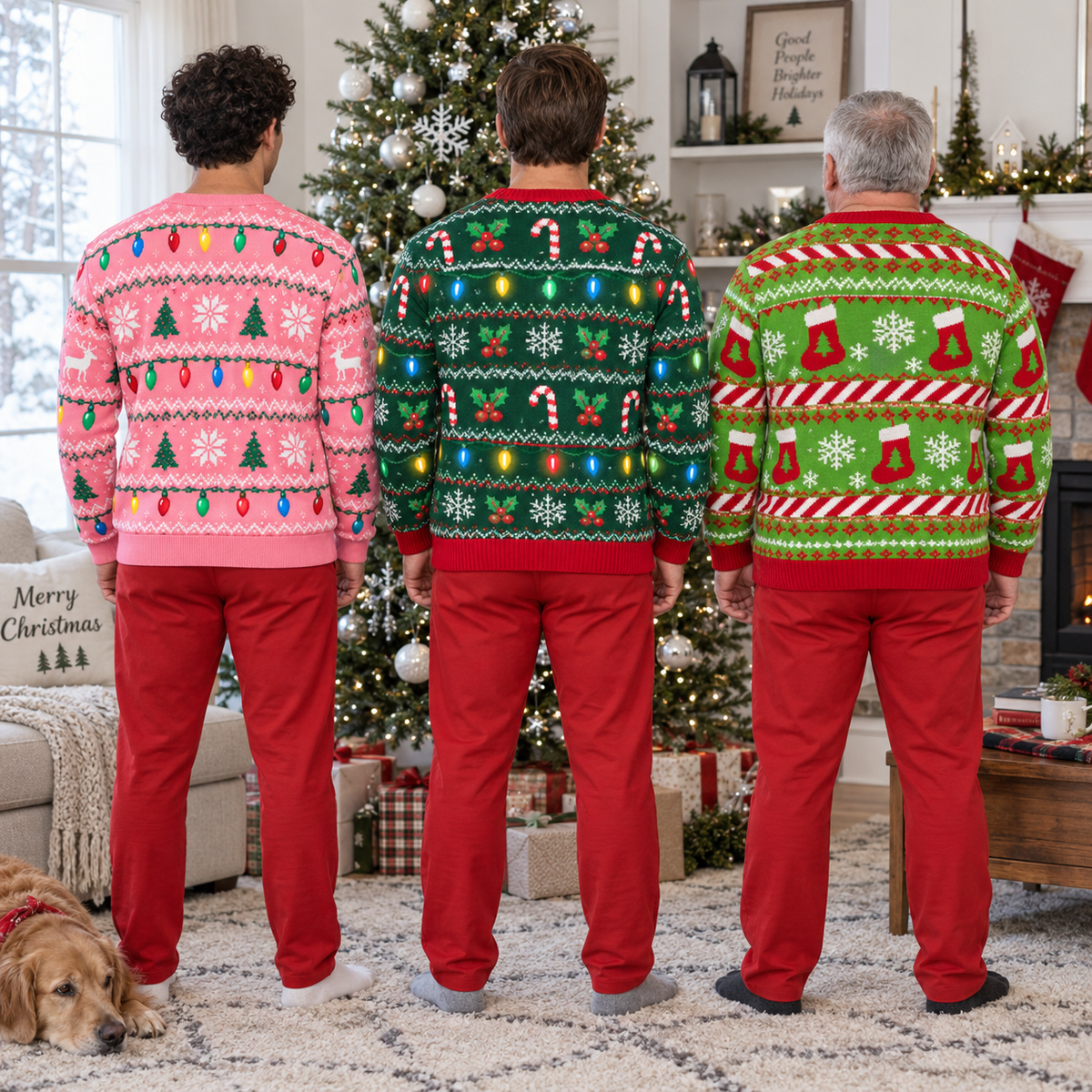 Funny Christmas Sweatshirt Fake Belly Print Novelty Holiday Pullover
