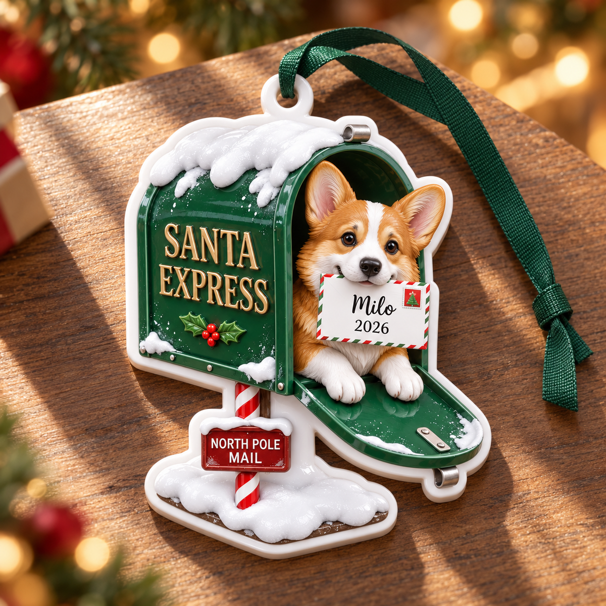 Glossy White Acrylic Collectible Figure Silhouette Holiday Hanging Tree Keepsake - 3D Relief Ornament