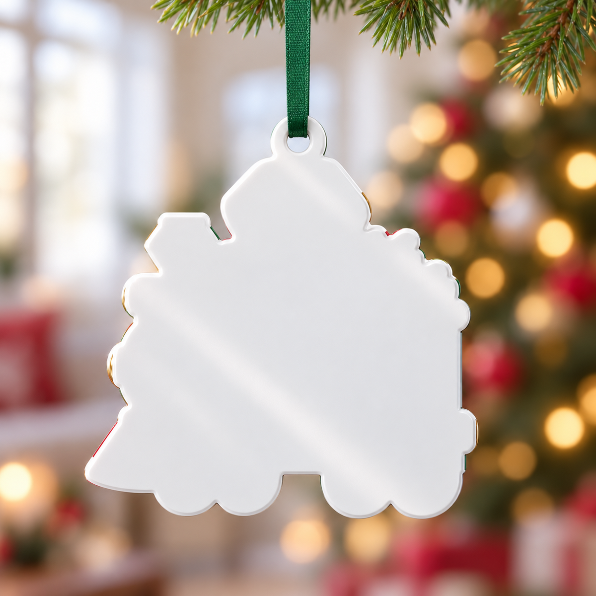 Holiday Express Christmas Train with Stacked Gifts in Green and Red - 3D Relief Ornament