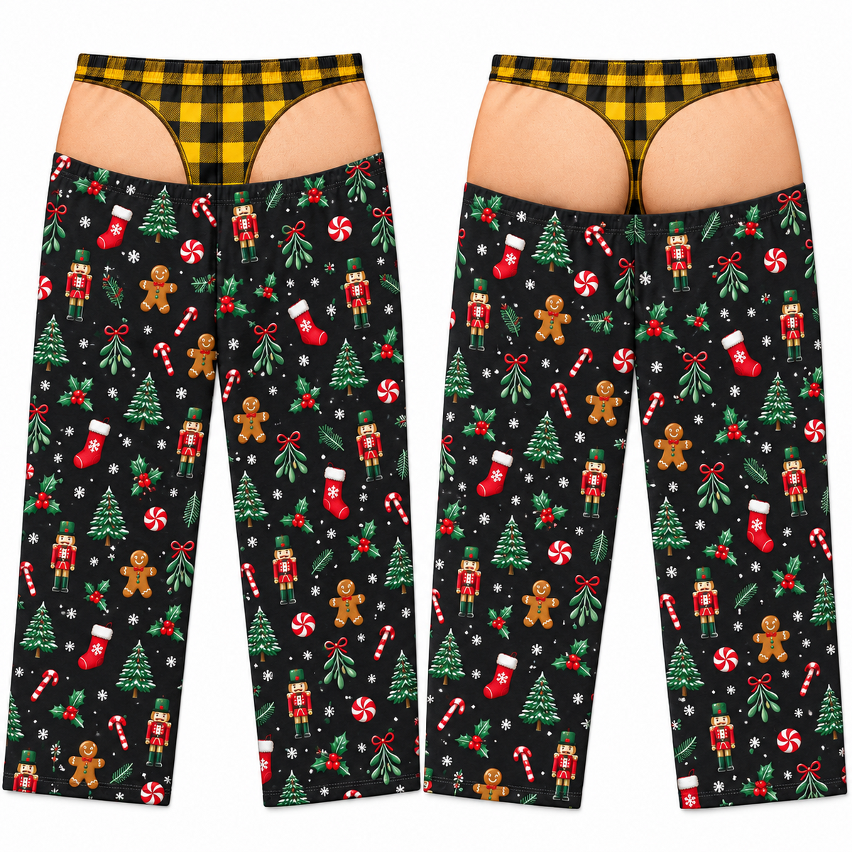 Mens Christmas Pajama Pants Novelty Underwear Illusion Lounge Bottoms