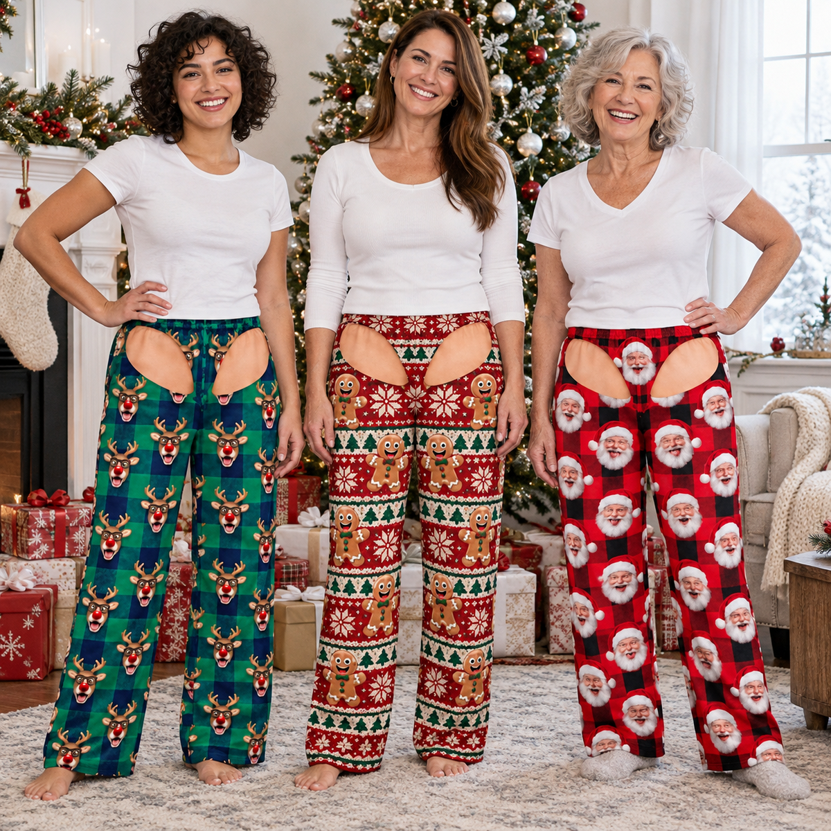 Novelty Christmas Cutout Pajama Pants Holiday Loungewear