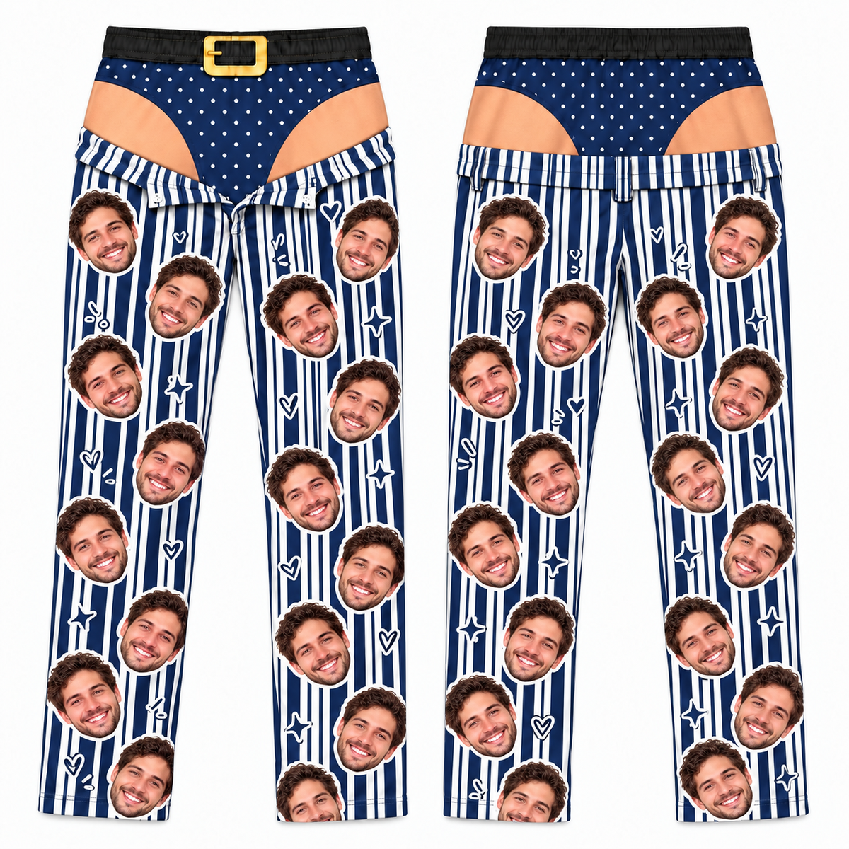 Men Novelty Christmas Pajama Pants Striped Holiday Lounge Bottoms