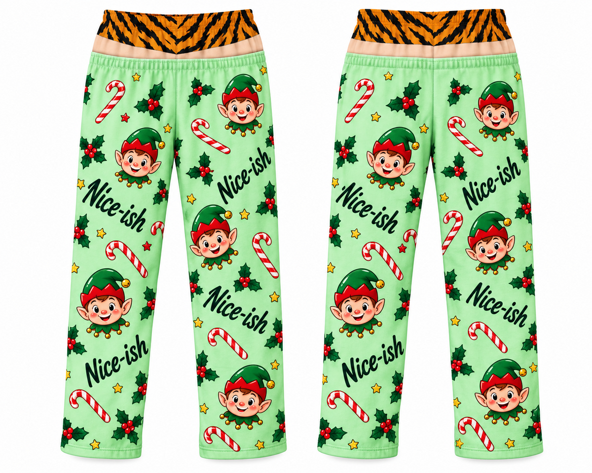 Mens Christmas Gag Pajama Pants Novelty Boxer Waistband Joggers
