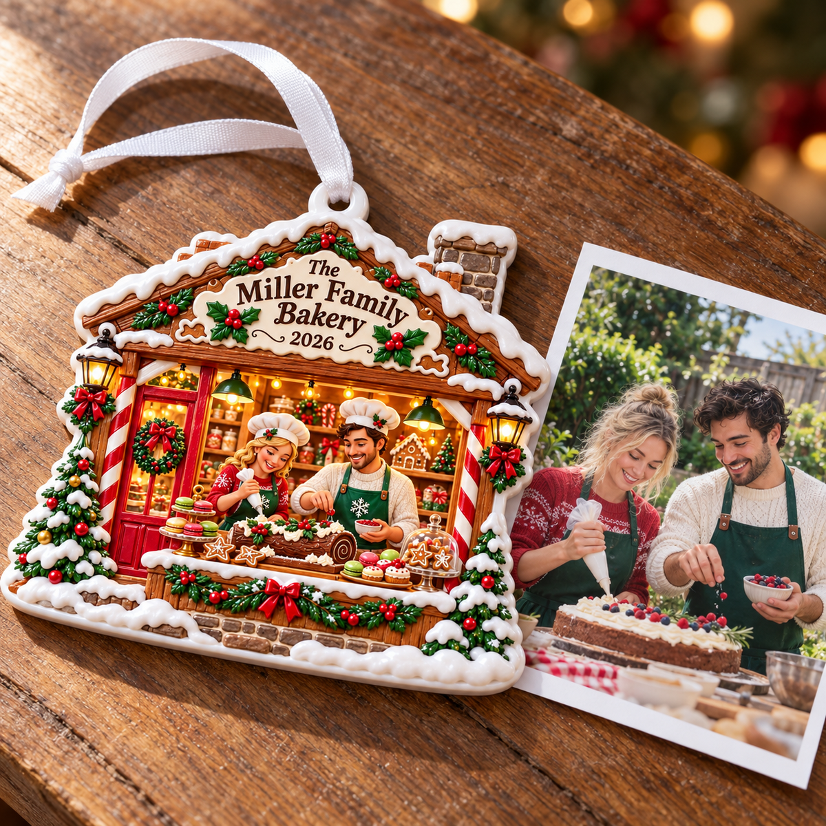 Christmas Gingerbread Bakery Shop House Hanging Holiday Keepsake - 3D Relief Ornament