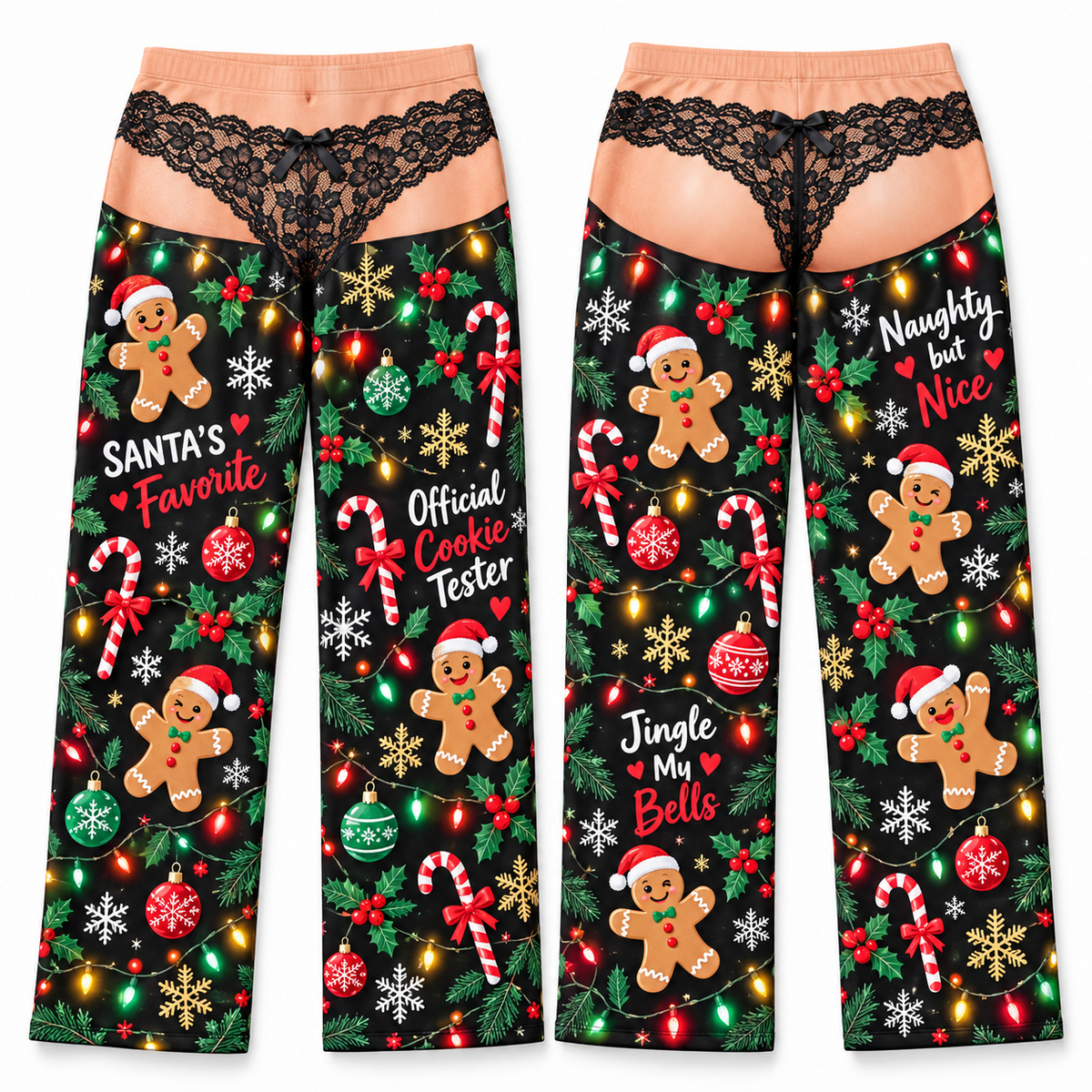 Christmas Pajama Pants Wide Leg Printed Lounge Trousers