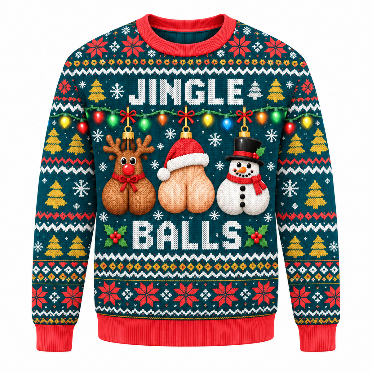 Jingle Balls Ugly Christmas Sweatshirt Funny Adult Holiday Pullover