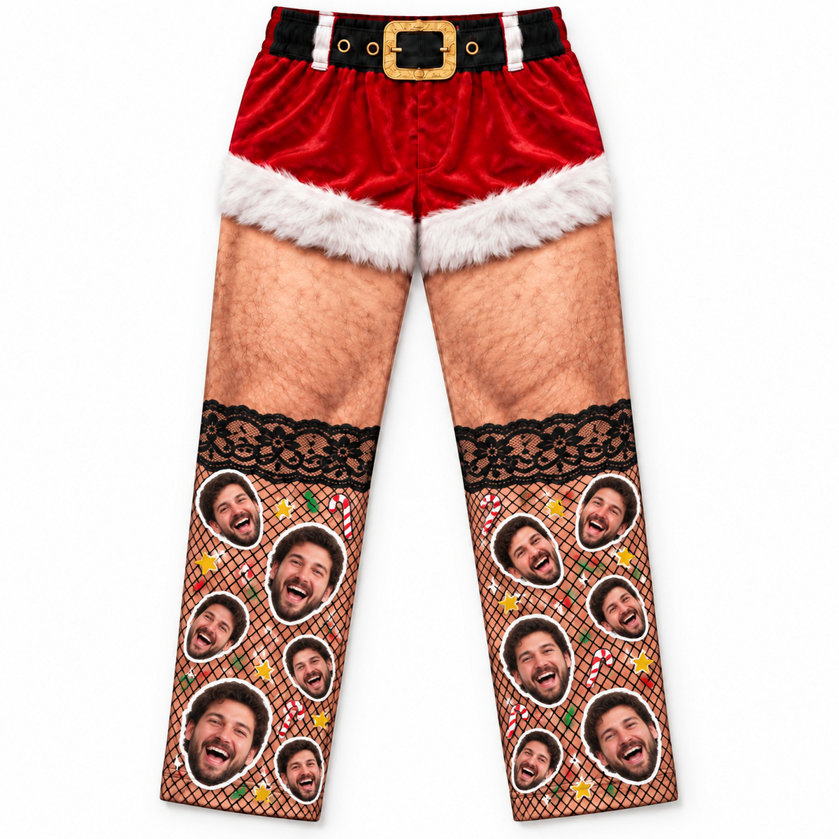 Christmas Pajama Pants Hairy Leg Graphic Holiday Lounge Trousers