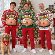 Beer Belly Christmas Sweatshirt Novelty Fake Hairy Stomach Pullover
