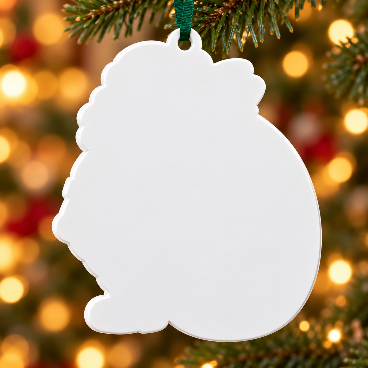 Santa Claus Carrying Green Toy Sack Christmas Tree Holiday Hanging Keepsake - 3D Relief Ornament