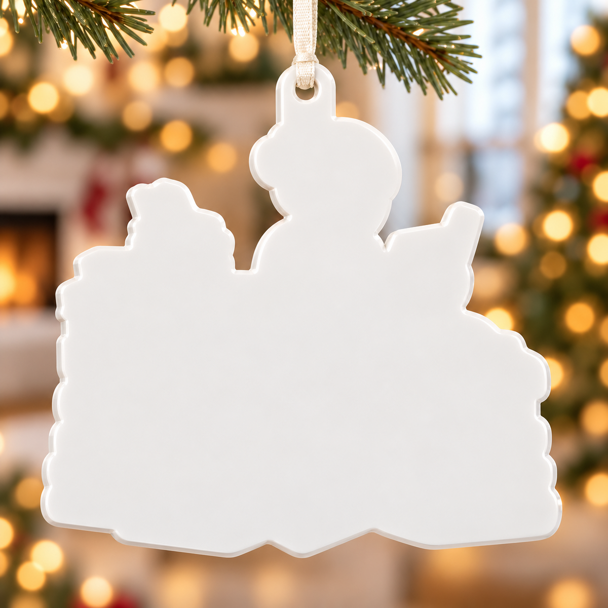 Girl Reading on Bed with Book Stacks Hanging Keepsake - 3D Relief Ornament