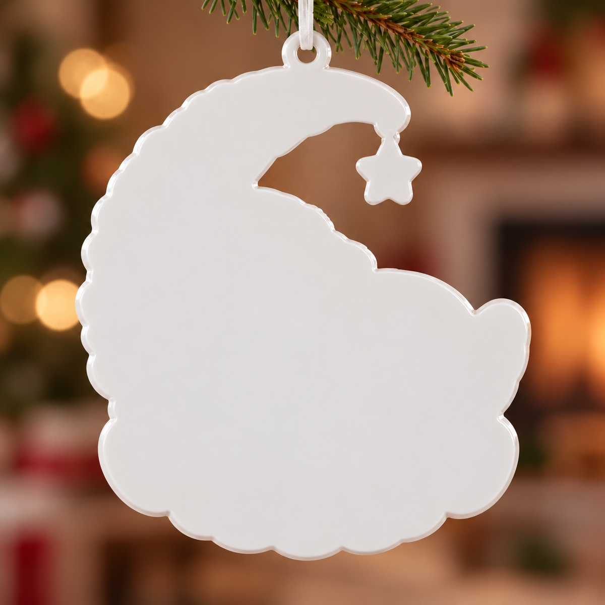 Sleeping Puppy on Crescent Moon Christmas Tree Decor - 3D Relief Ornament