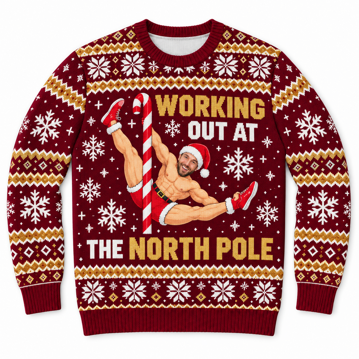 Christmas Sweatshirt Working Out At The North Pole Graphic Crewneck