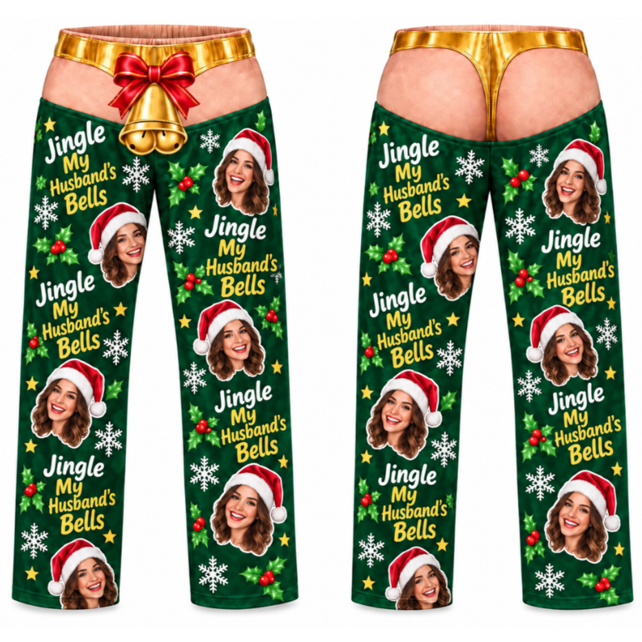 Mens Christmas Pajama Pants Festive Holiday Bell Lounge Bottoms