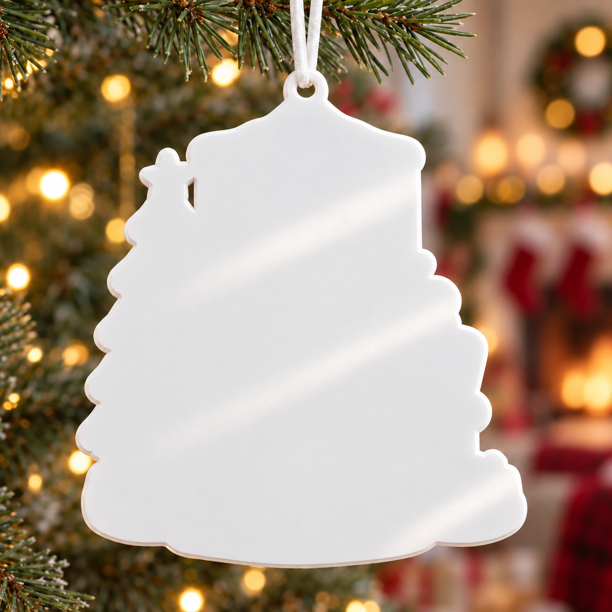 Christmas Couple Fireplace Holiday Tree Hanging Keepsake Decor - 3D Relief Ornament