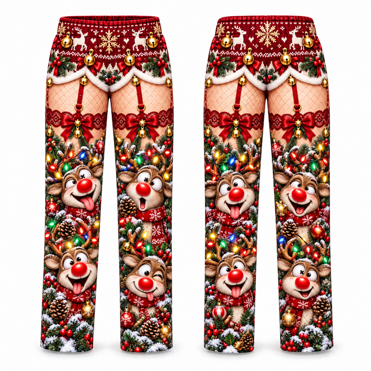 Christmas Pajama Pants Womens Novelty Holiday Printed Trousers