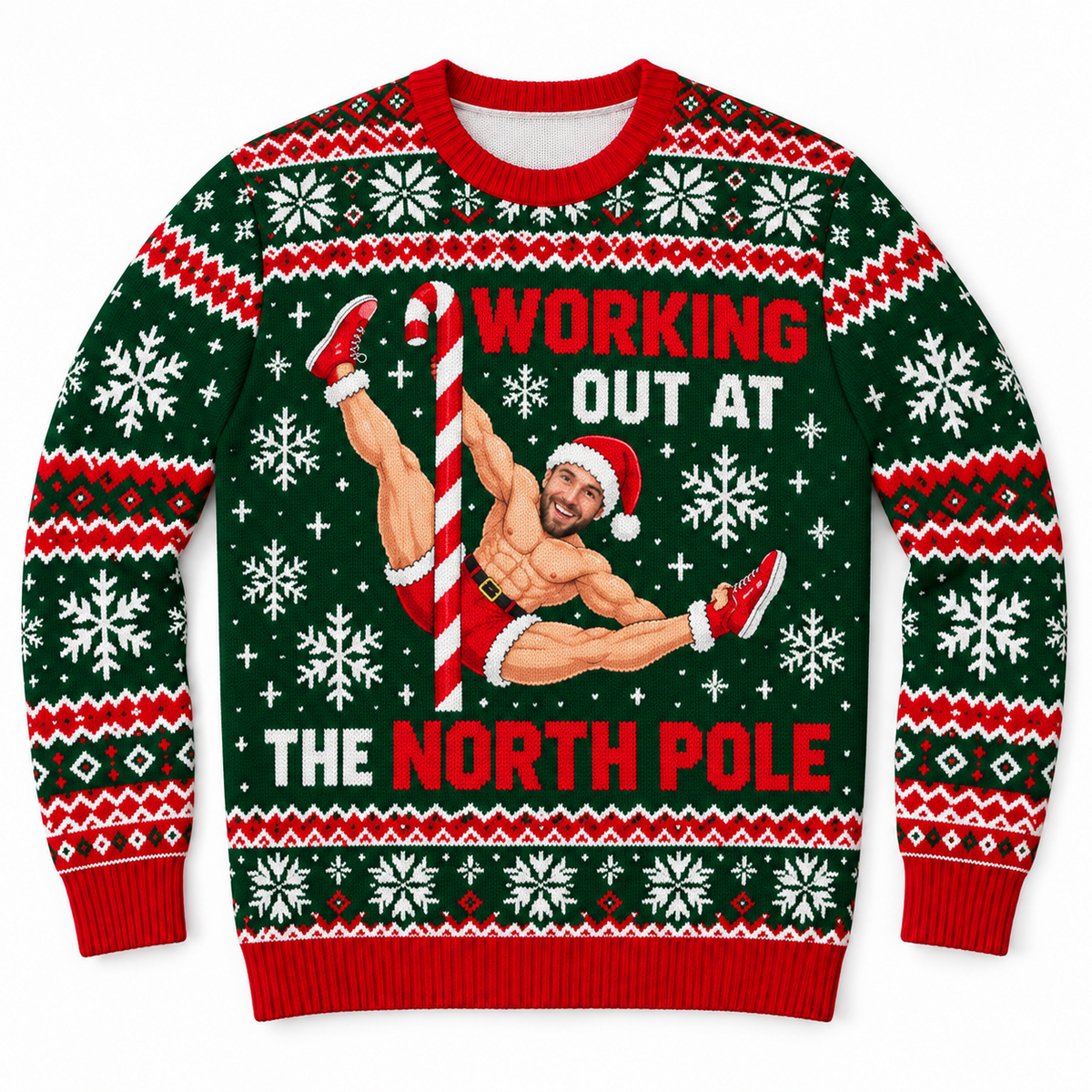 Christmas Sweatshirt Working Out At The North Pole Graphic Crewneck