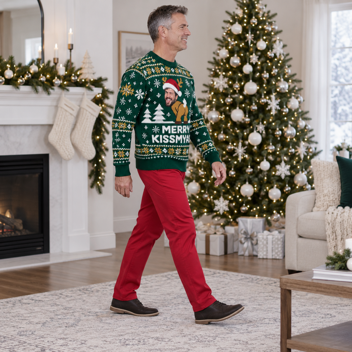 Christmas Sweater Merry Kissmyass Funny Ugly Holiday Pullover