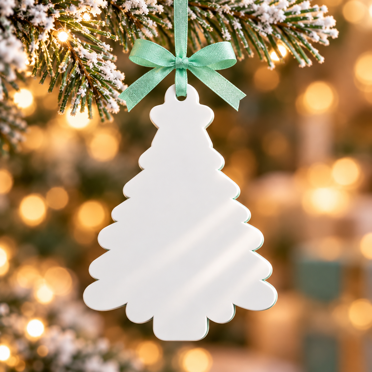 Layered Christmas Tree Holiday Hanging Decoration in Mint Green - 3D Relief Ornament