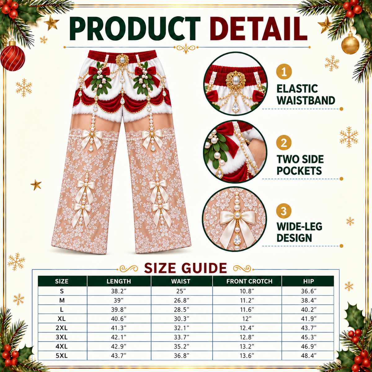 Christmas Pajama Pants Novelty Stocking Print Holiday Lounge Trousers