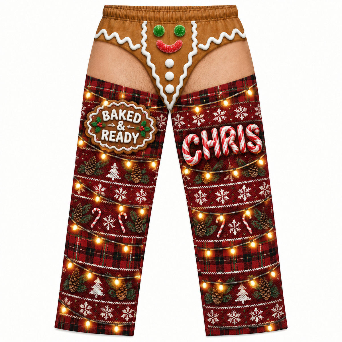 Novelty Christmas Pajama Pants, Mens Plaid Holiday Lounge Bottoms