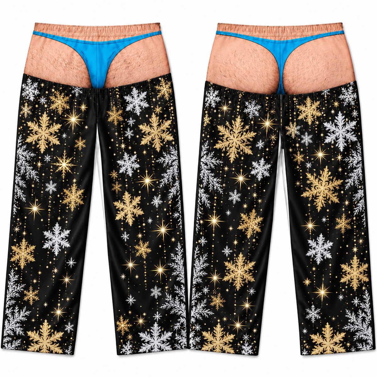 Mens Pajama Pants Novelty Snowflake Holiday Illusion Loungewear