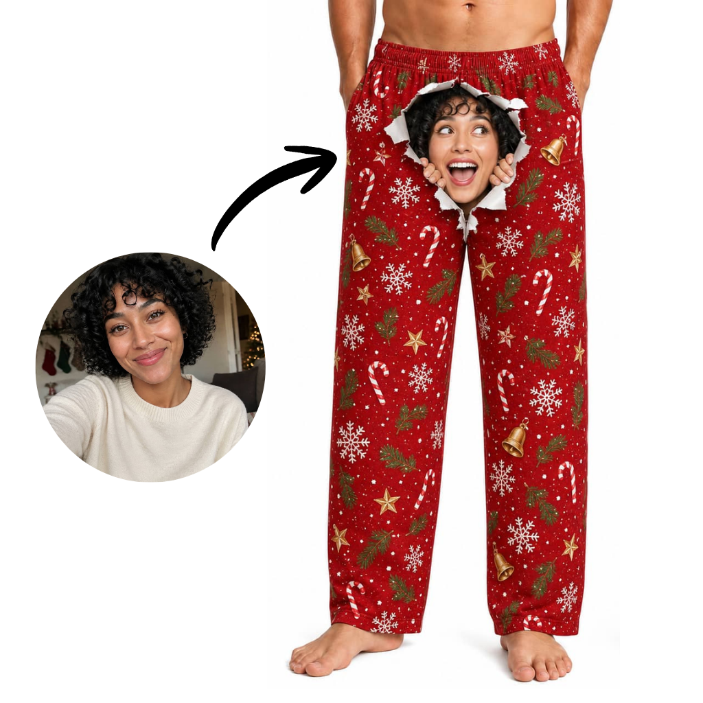Men's Pajama Pants Green Christmas Holly Pattern Lounge Bottoms