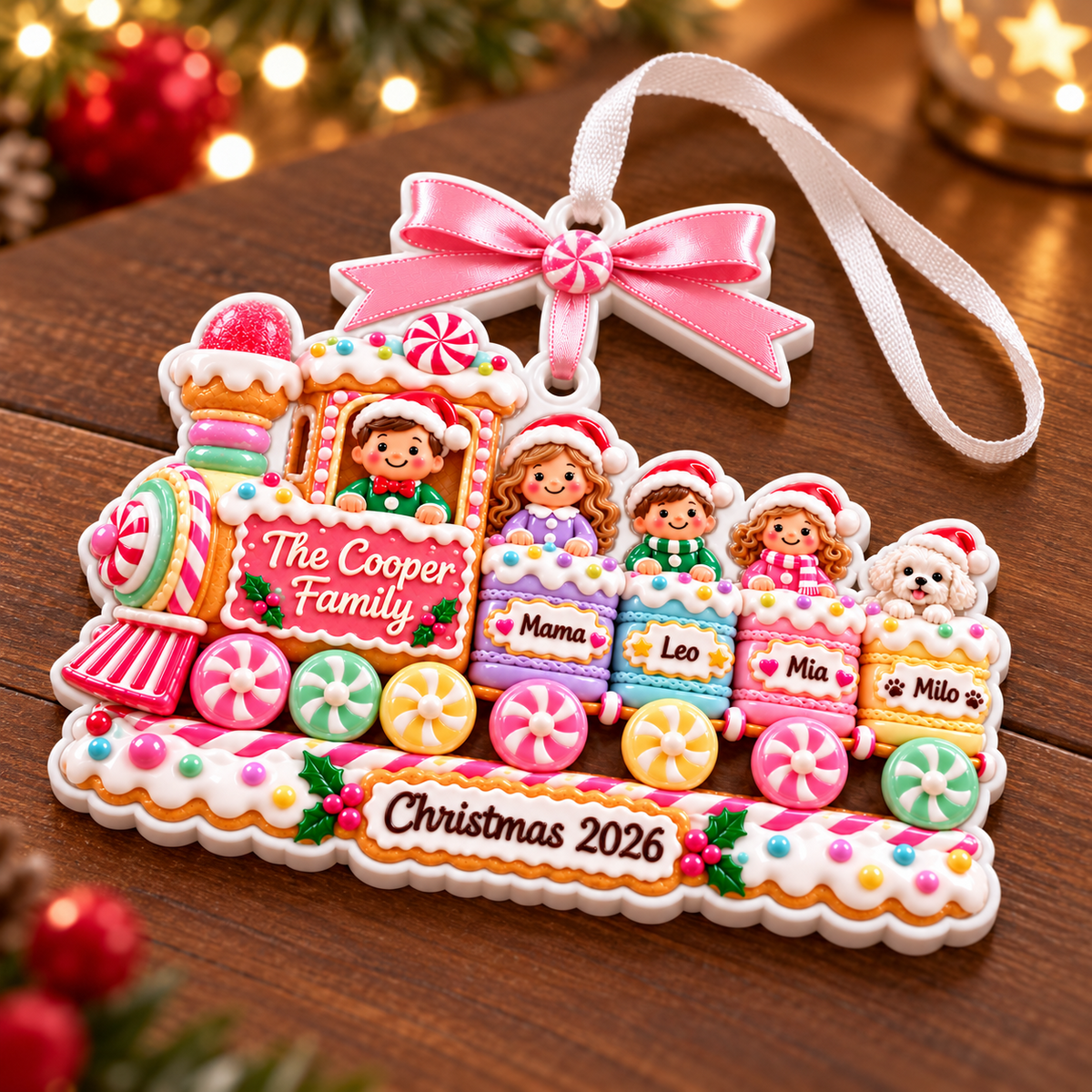 White Scalloped Edge Christmas Tree Plaque with Top Bow Holiday Hanging - 3D Relief Ornament