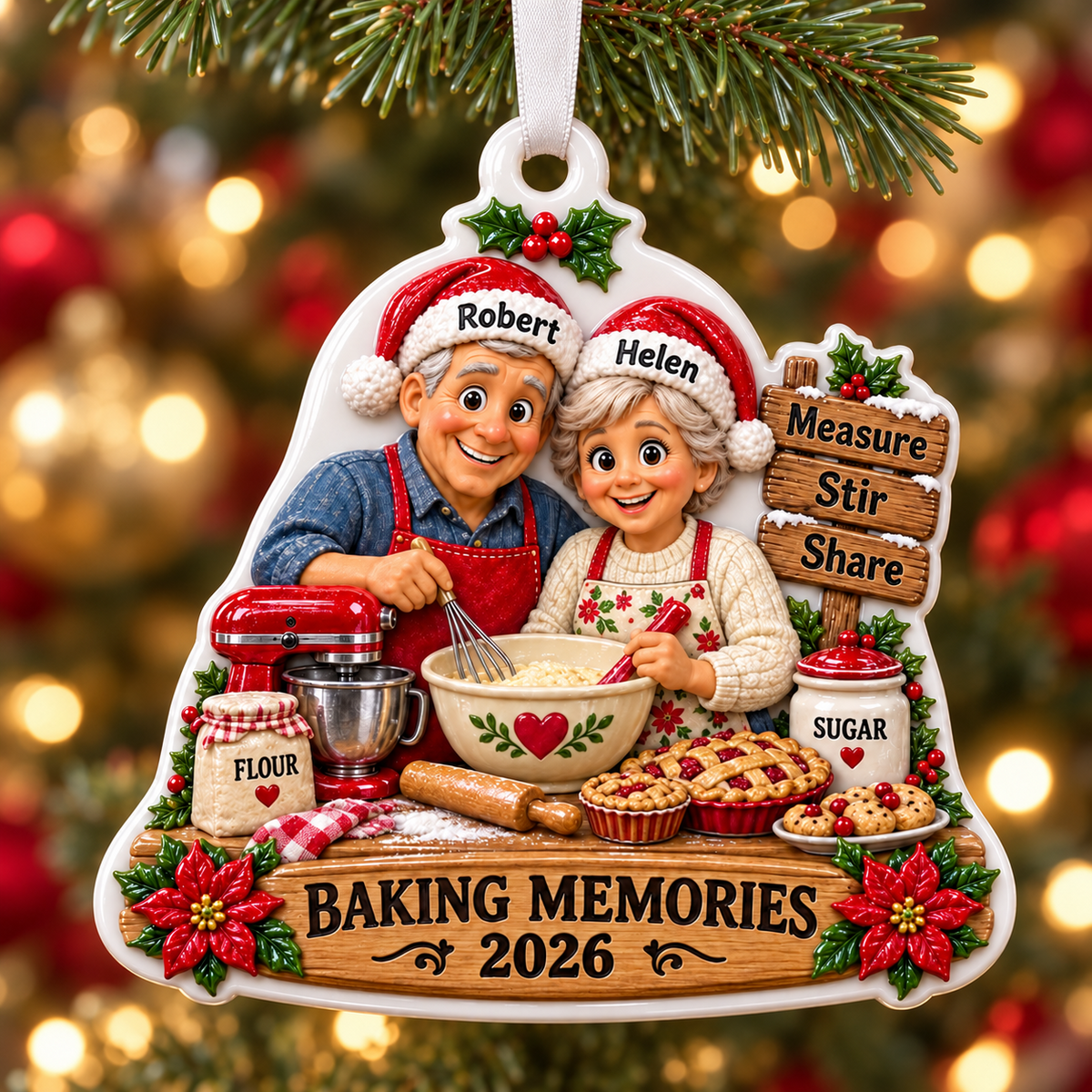 Baking Memories Grandparents Kitchen Holiday Hanging Keepsake - 3D Relief Ornament