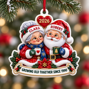 Santa and Mrs Claus Couple Christmas Tree Decoration, Holiday Keepsake - 3D Relief Ornament