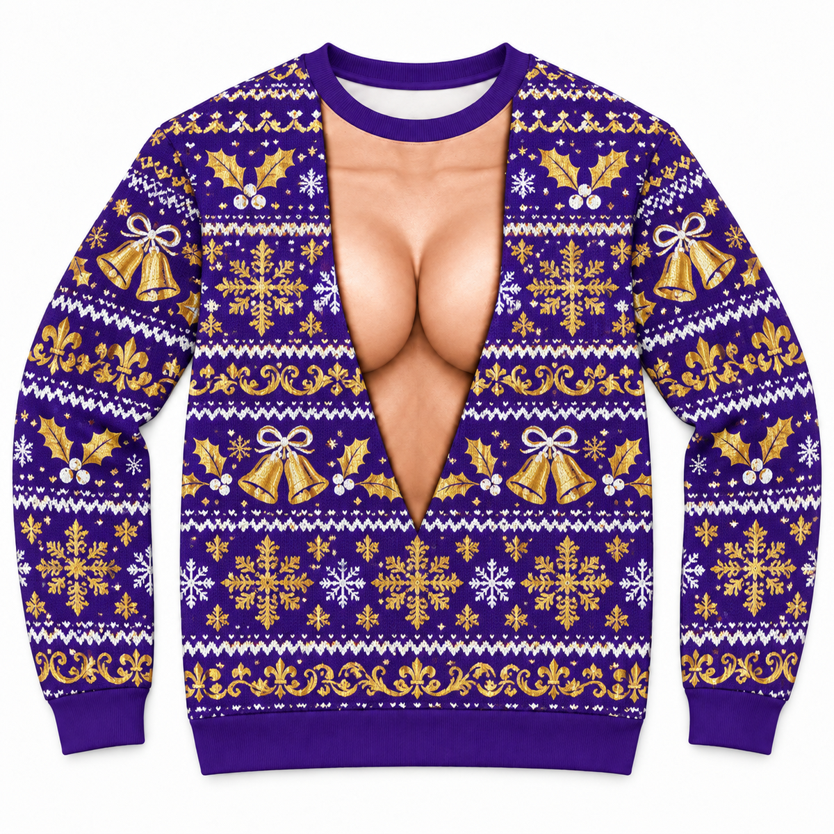 Ugly Christmas Sweater With Cleavage Cutout Funny Fair Isle Pullover