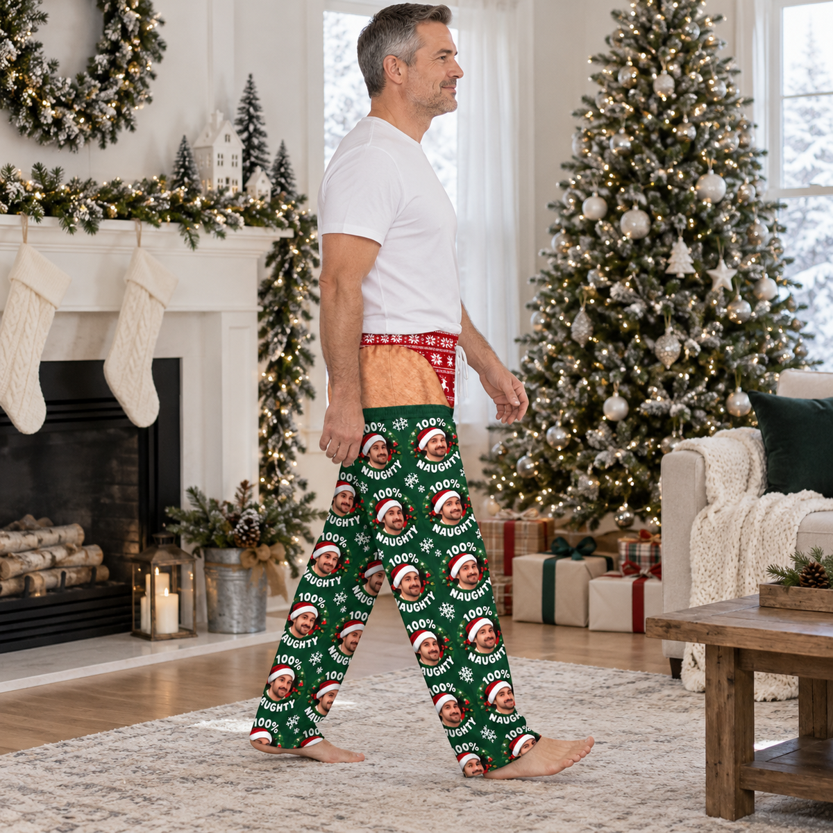 Christmas Pajama Pants Novelty Holiday Lounge Bottoms with Drawstring