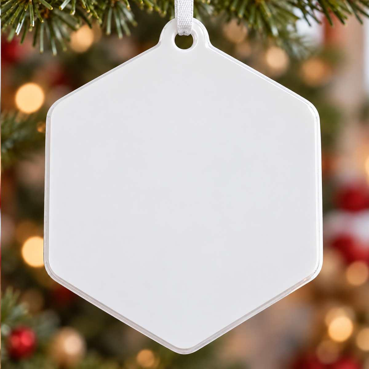 Couple Missing Piece Puzzle Heart Hexagonal Christmas Tree Keepsake - 3D Relief Ornament