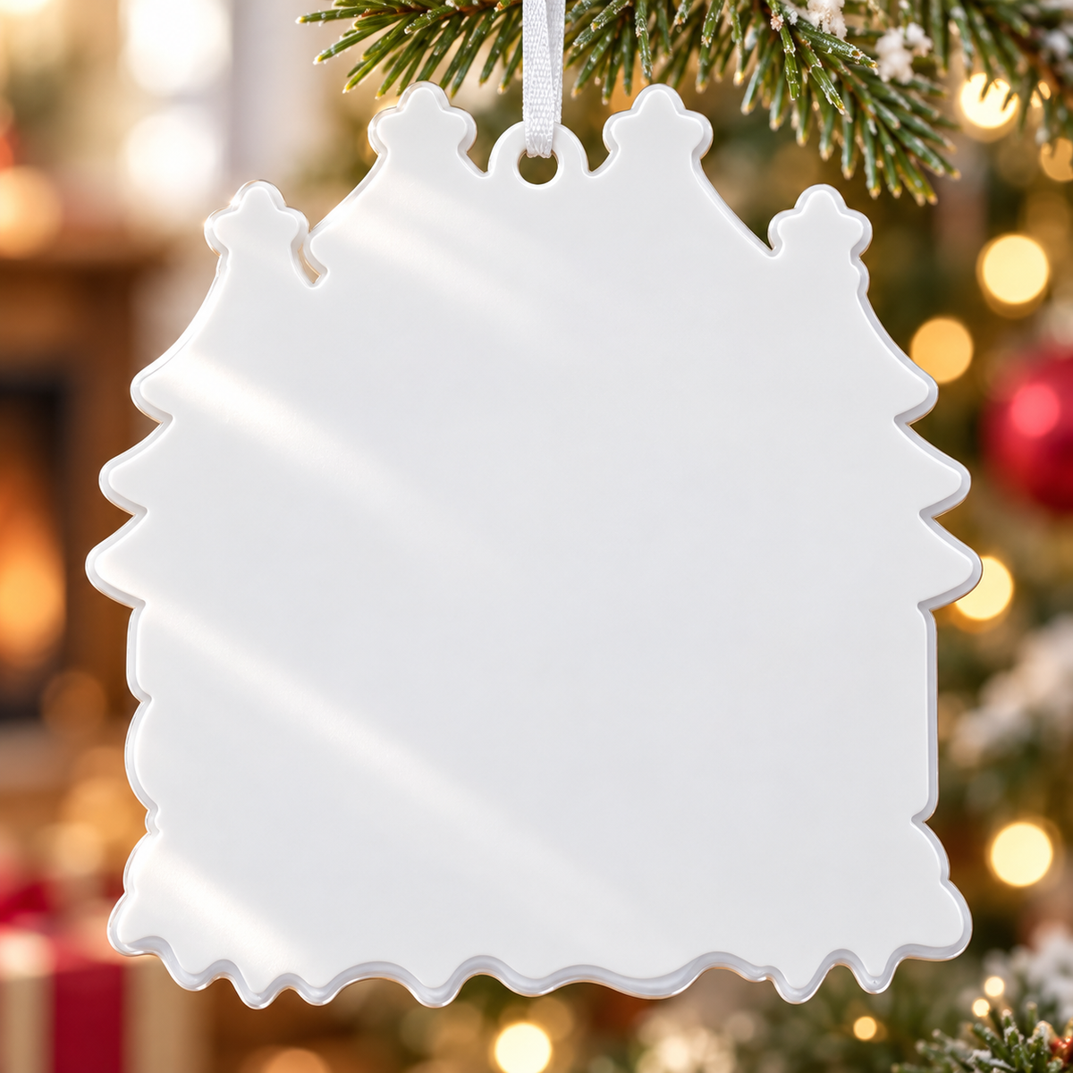 Four Friends Christmas Hanging Keepsake with Winter Holiday Trees - 3D Relief Ornament
