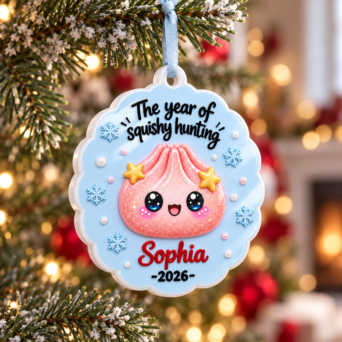 Holiday Tree Hanging Medallion, Squishy Toy Dumpling Theme in Scalloped ...