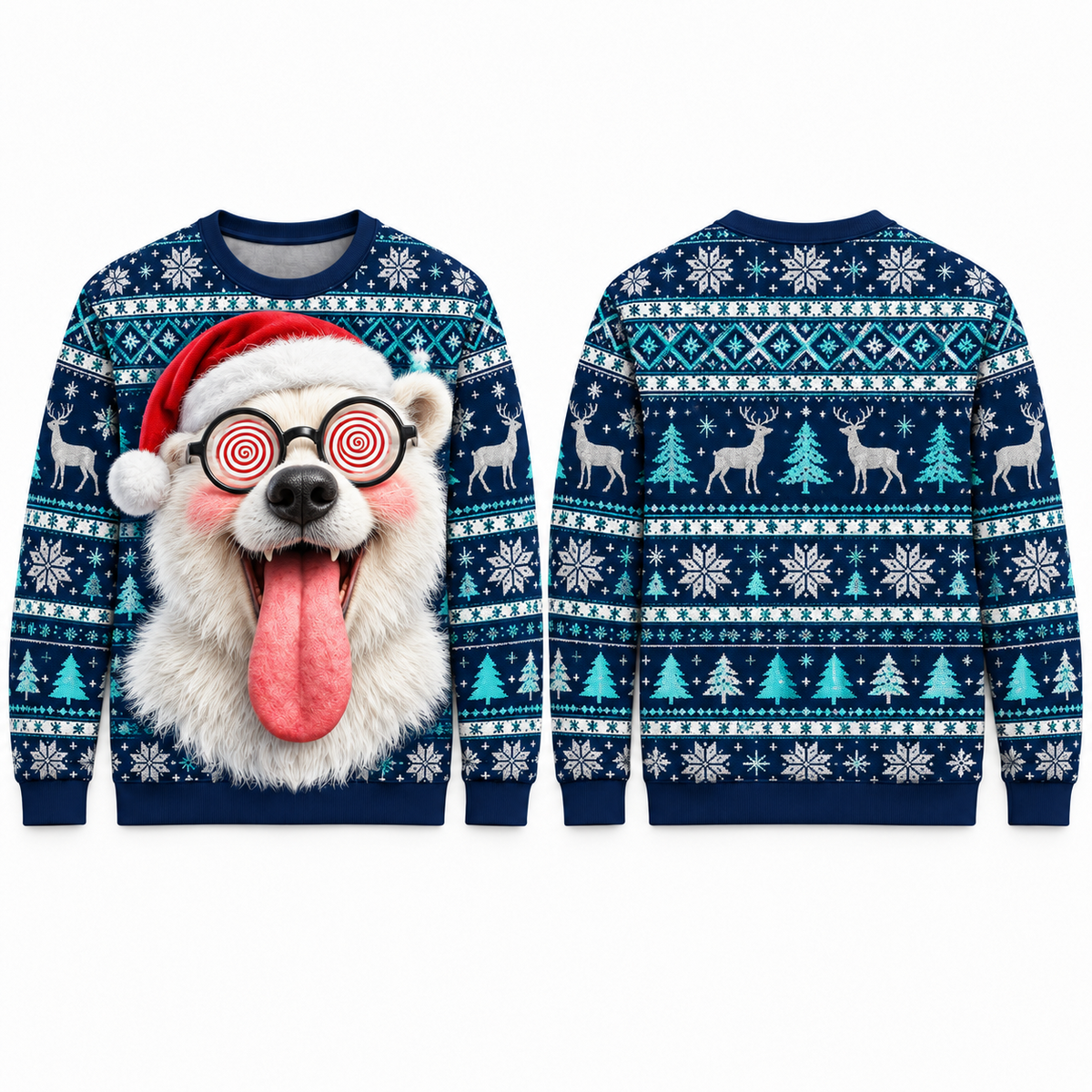 Funny Christmas Sweatshirt Hypnotic 3D Tongue Graphic Pullover