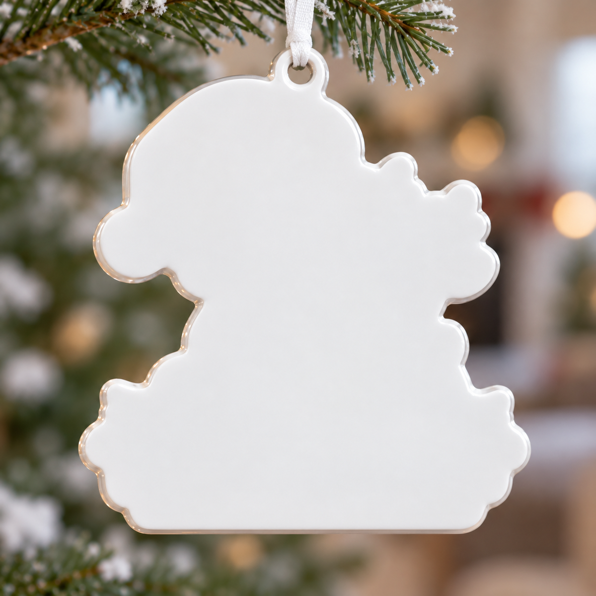 Baby Boy First Christmas Keepsake with Reindeer and Santa Hat - 3D Relief Ornament