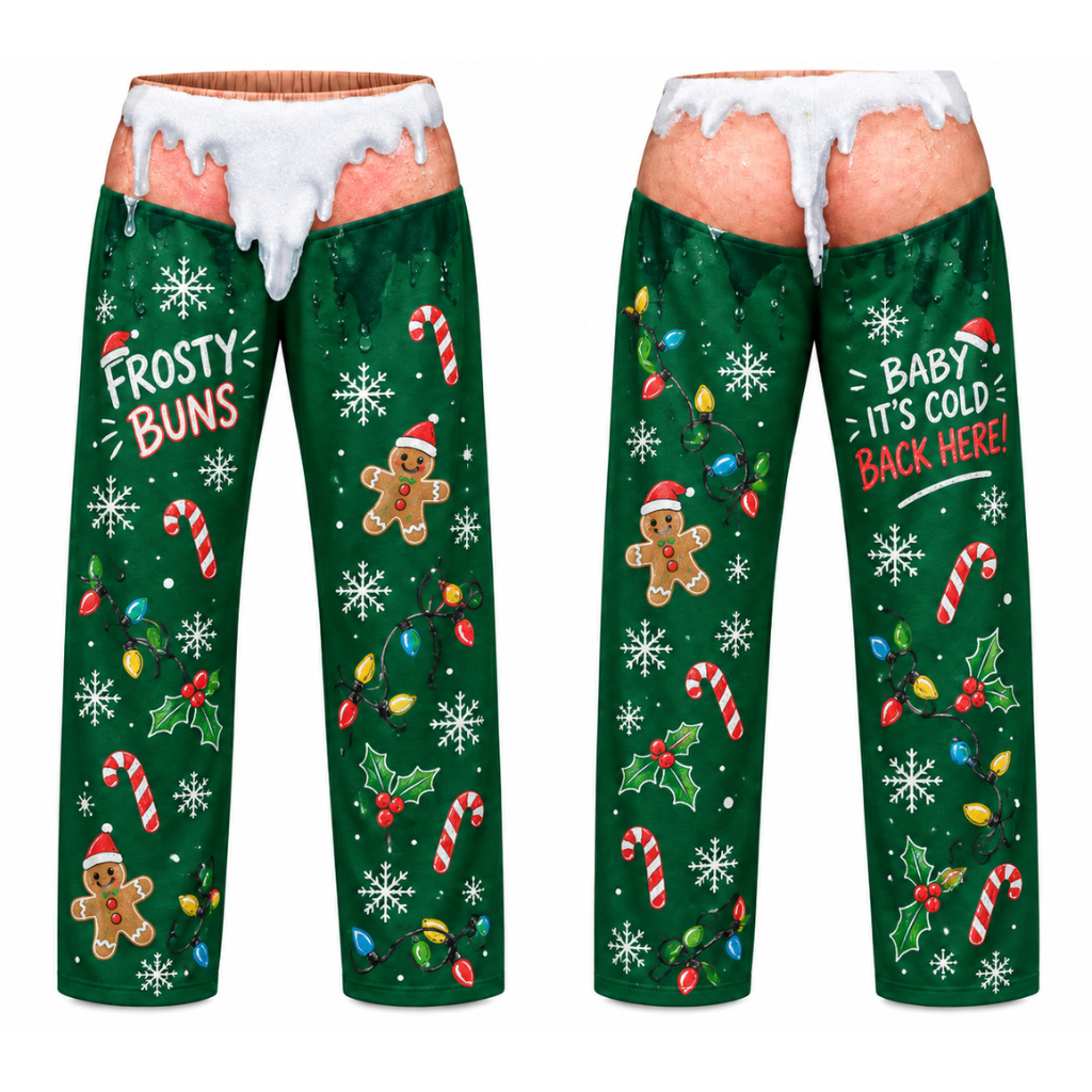 Mens Christmas Pajama Pants Frosty Buns Novelty Holiday Lounge Bottoms