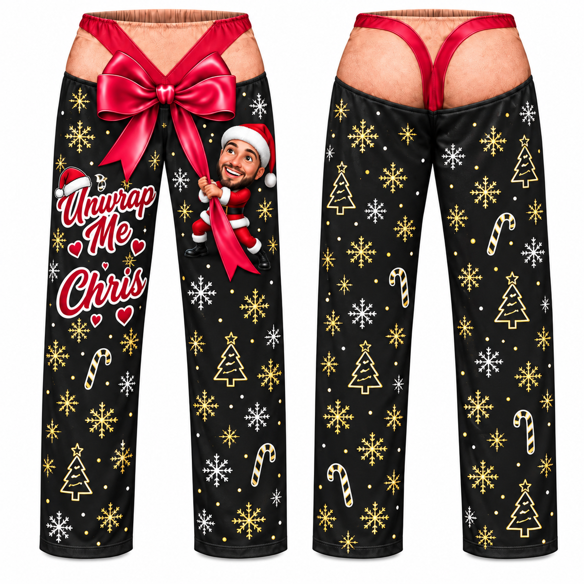 Christmas Pajama Pants Novelty Bow Graphic Holiday Loungewear