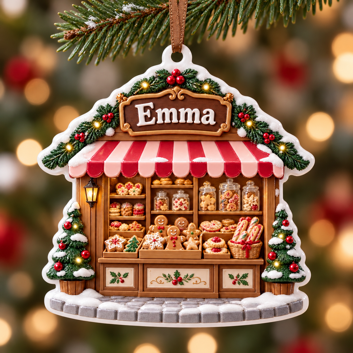 Christmas Bakery Shop Stall Holiday Tree Hanging Decoration - 3D Relief Ornament