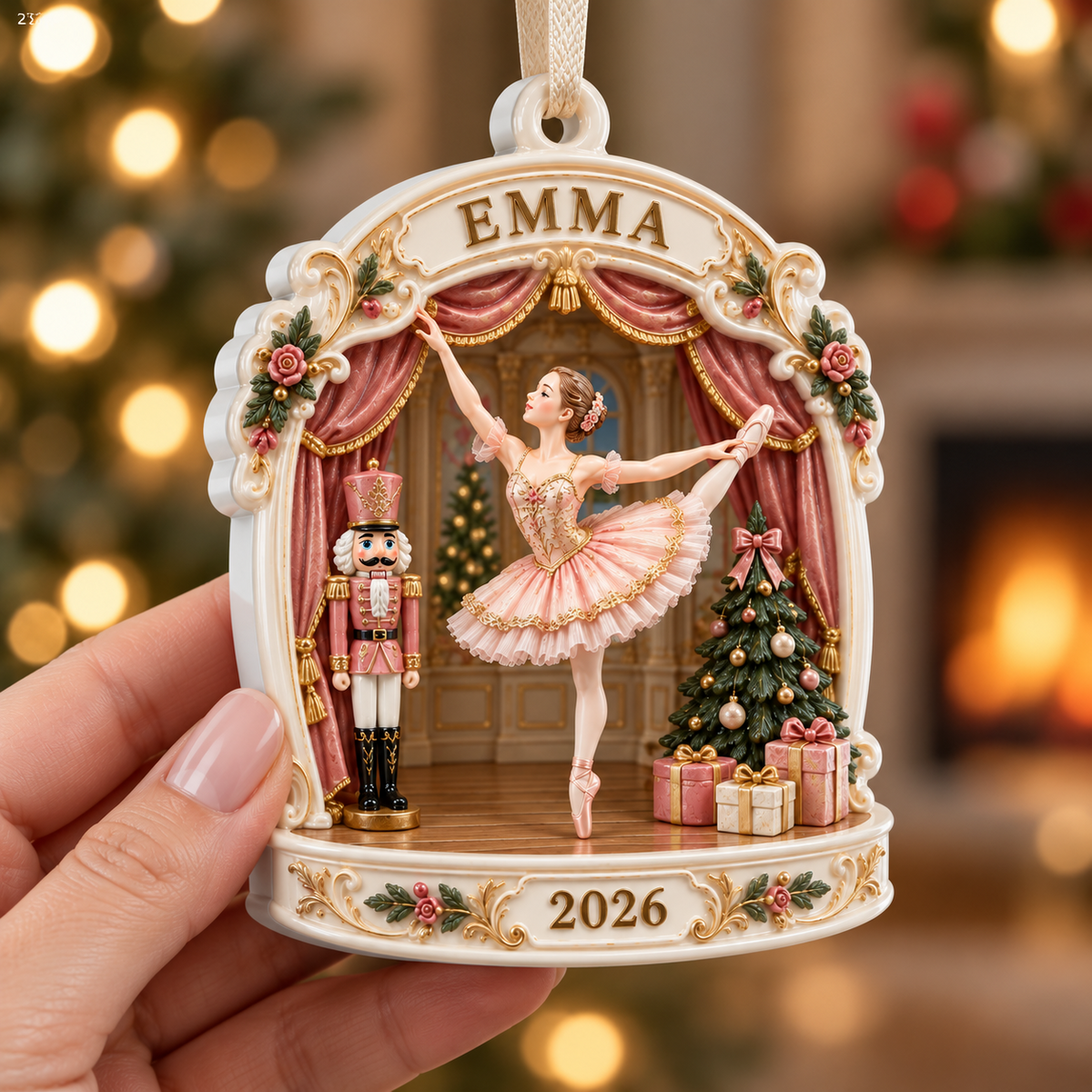 Ballerina Stage Scene Christmas Holiday Keepsake - 3D Relief Ornament
