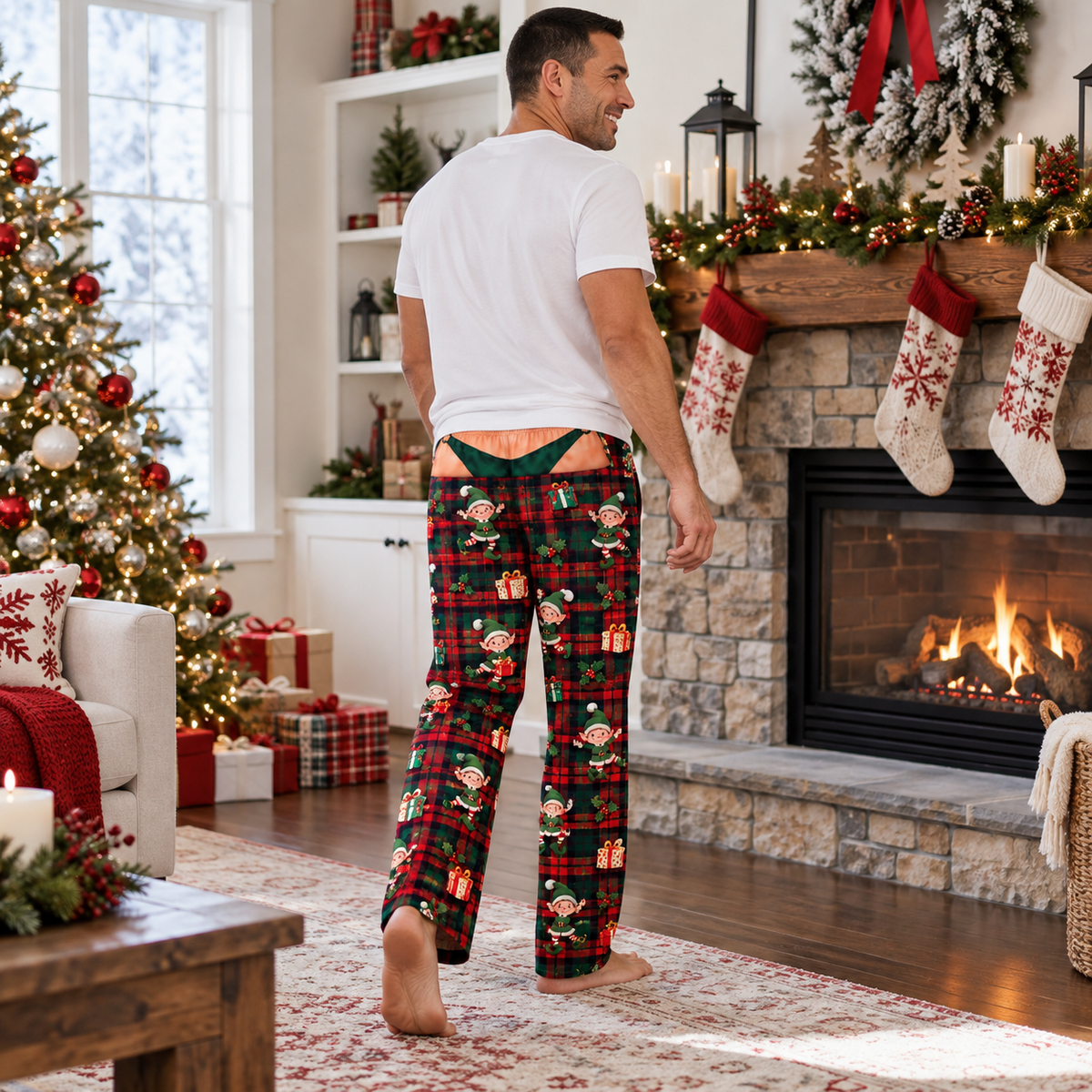 Novelty Christmas Pajama Pants with Pockets Printed Holiday Lounge Bottoms