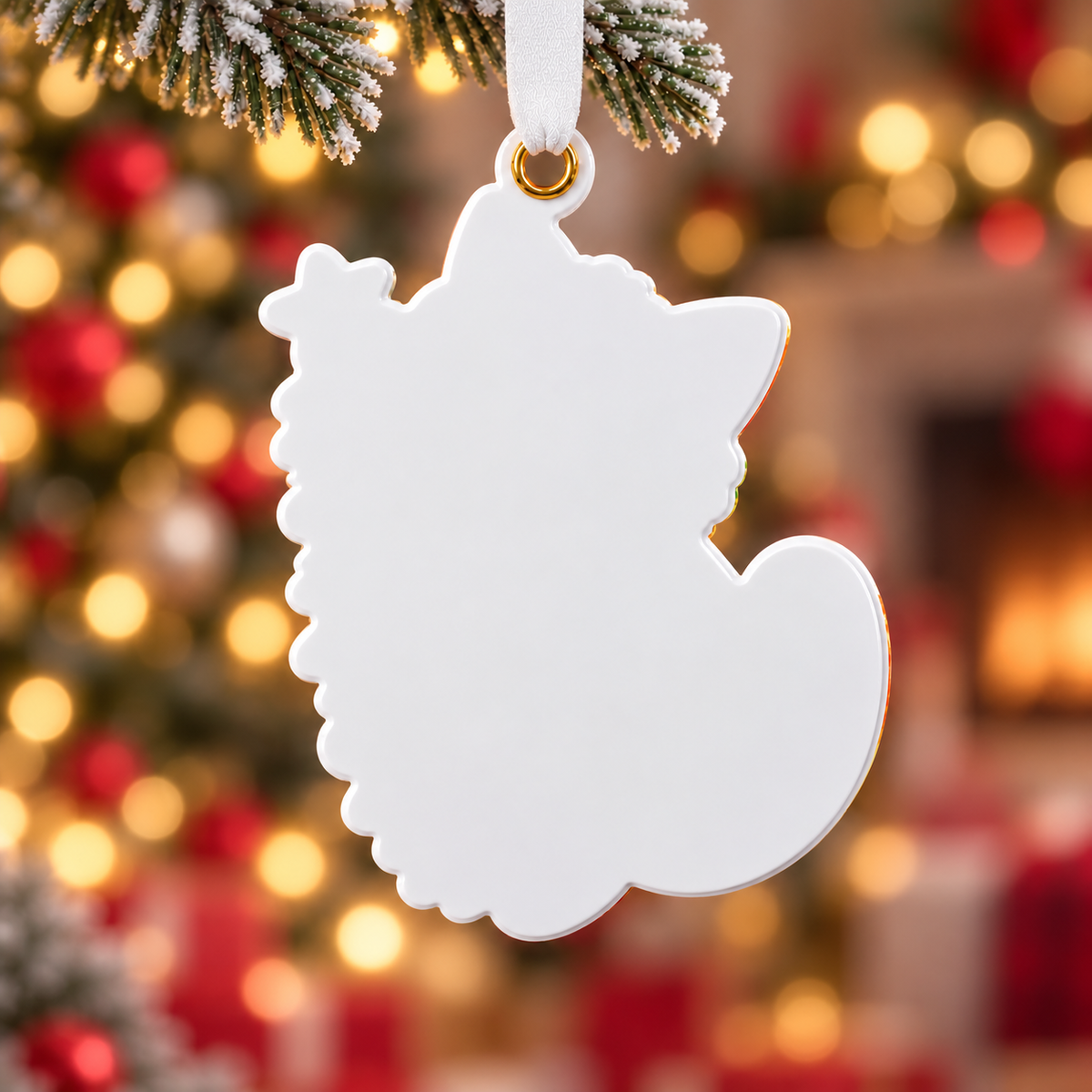 Orange Tabby Cat Hugging Christmas Tree Holiday Keepsake - 3D Relief Ornament