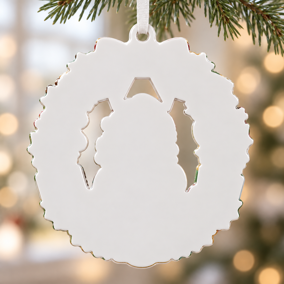 Grandmother and Granddaughter Christmas Wreath Holiday Keepsake - 3D Relief Ornament