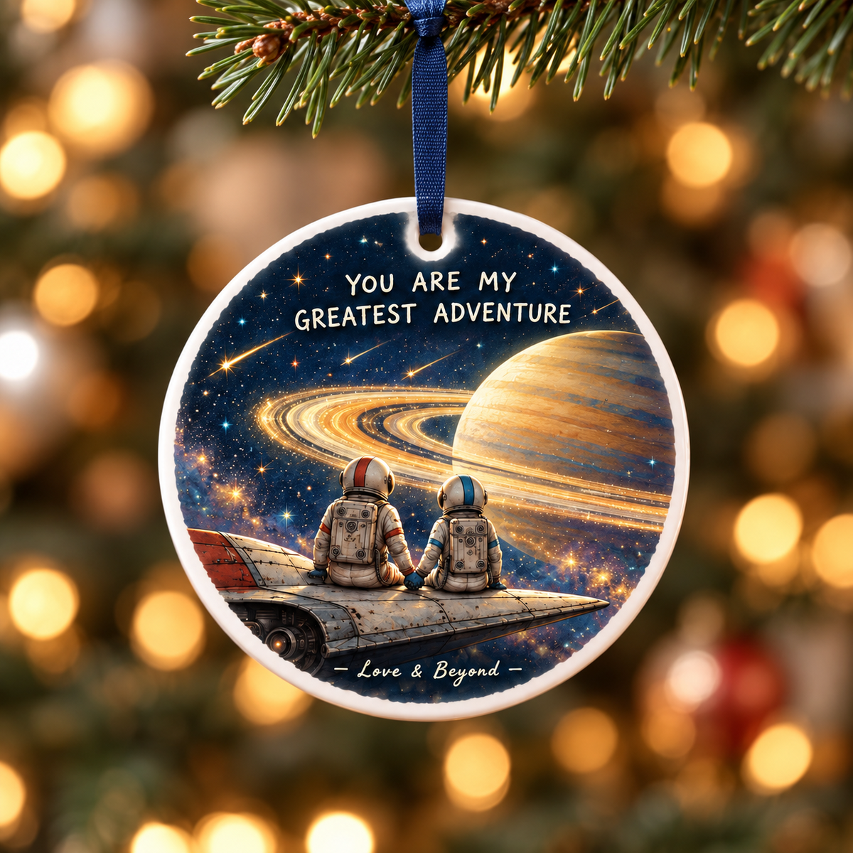 Astronaut Couple You Are My Greatest Adventure Ceramic Disc - 3D Relief Ornament
