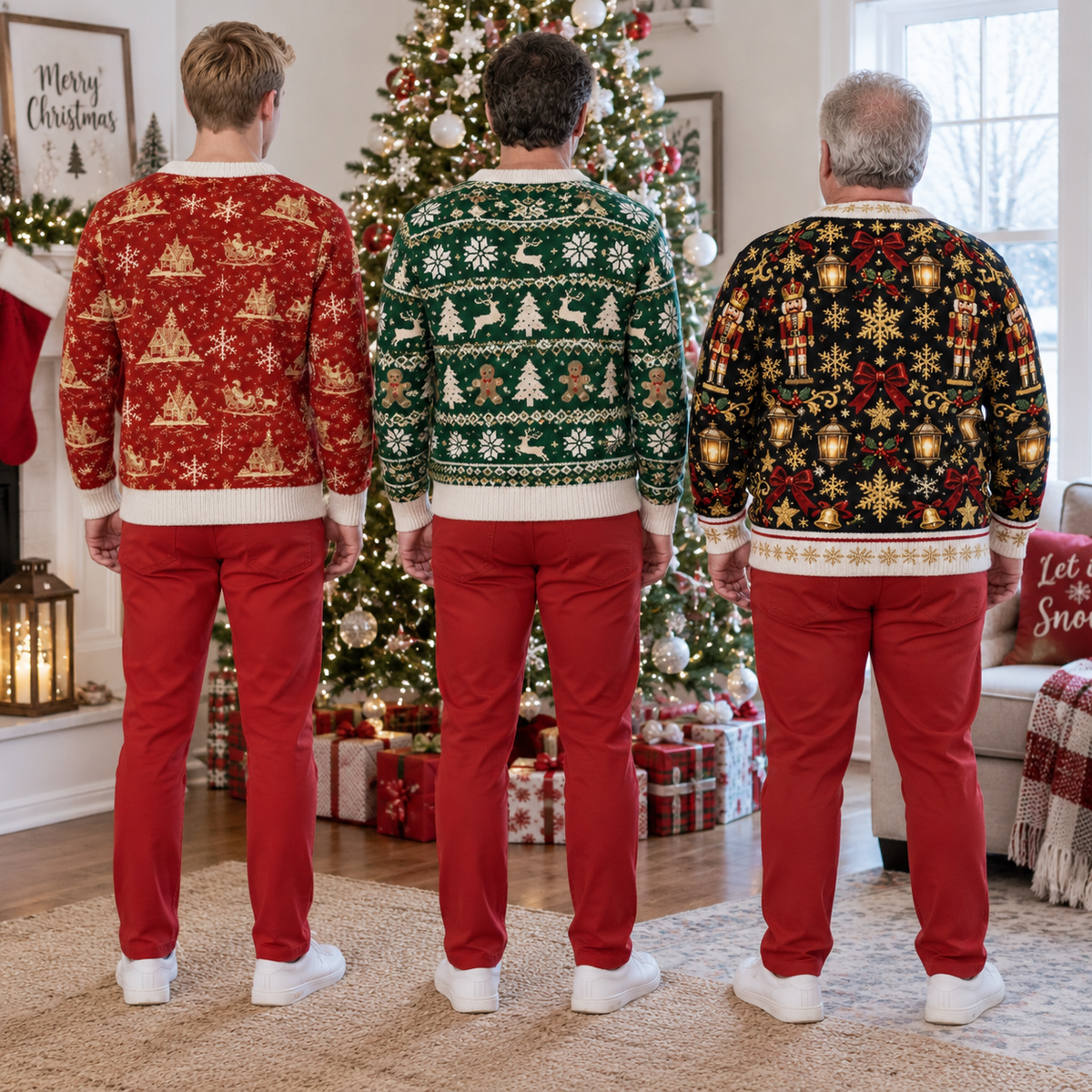 Christmas Sweatshirt with Hairy Belly Illusion Holiday Pullover