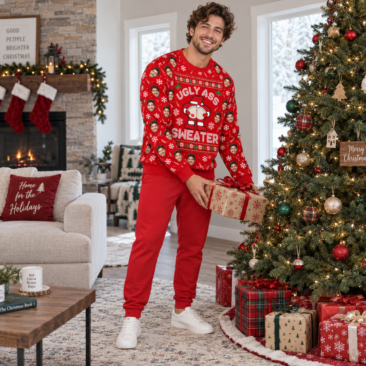 Ugly Ass Christmas Sweatshirt, Funny Butt Graphic Holiday Crewneck