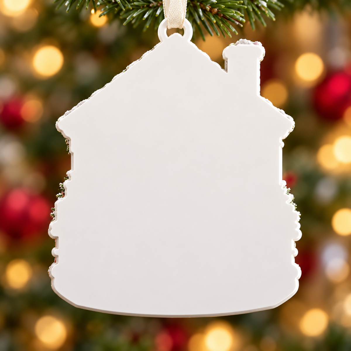 Cat Couple Winter Cottage Holiday Keepsake Plaque - 3D Relief Ornament