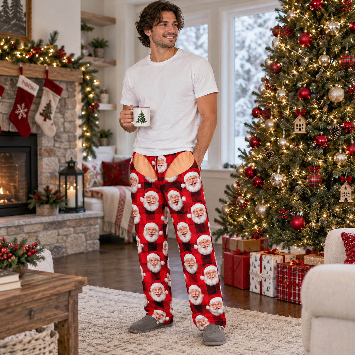 Novelty Christmas Cutout Pajama Pants Holiday Loungewear